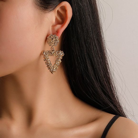 Boucles d'oreilles pour femmes à la mode design creux creux motif géométrique boucles d'oreilles accessoire - Brun Doré 