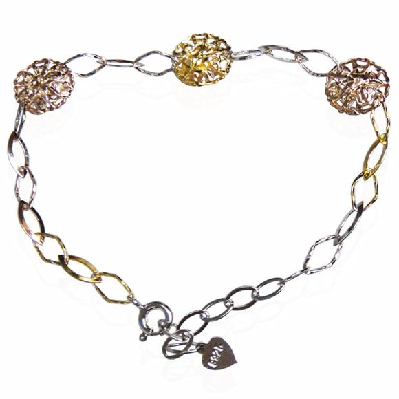 Bracelet strass doré bijoux en argent sterling 925 plaine - multicolor 