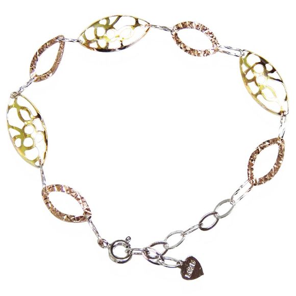 Bracelet en argent sterling 925 pour femme avec couches de bijoux dorées - multicolor 