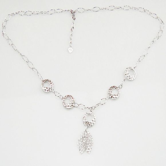 Collier en plaqué rhodium avec bijoux en argent sterling pour dames - Blanc Naturel 
