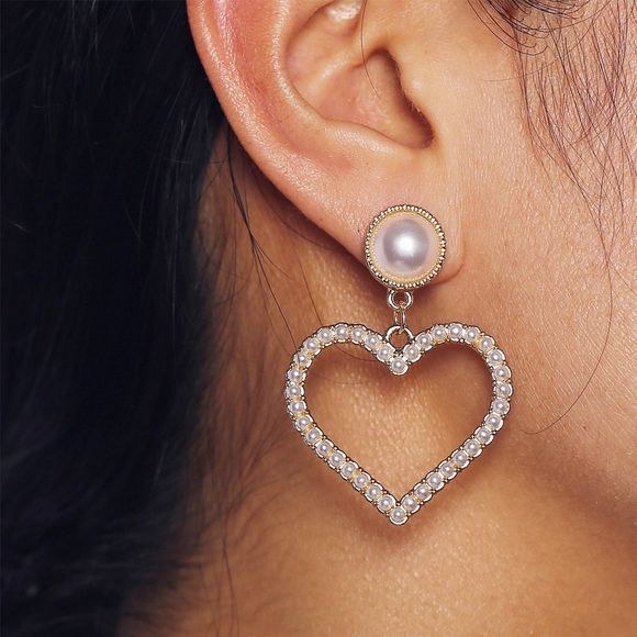 Boucles d'oreilles avec pendentif en forme de coeur romantique de luxe - Or 1 PAIR
