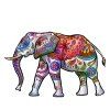 Autocollant Mural Amovible d'Eléphant de Couleur en PVC - multicolor 58X38CM