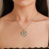 Collier pendentif de dauphin de diamant de mode en forme de coeur romantique - Argent 1PC
