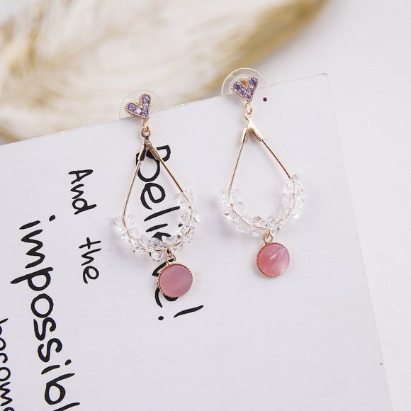Sweet Love Diamond Earrings - Boucles d'oreilles en argent avec coeur en argent 925 - Rose clair 1 PAIR