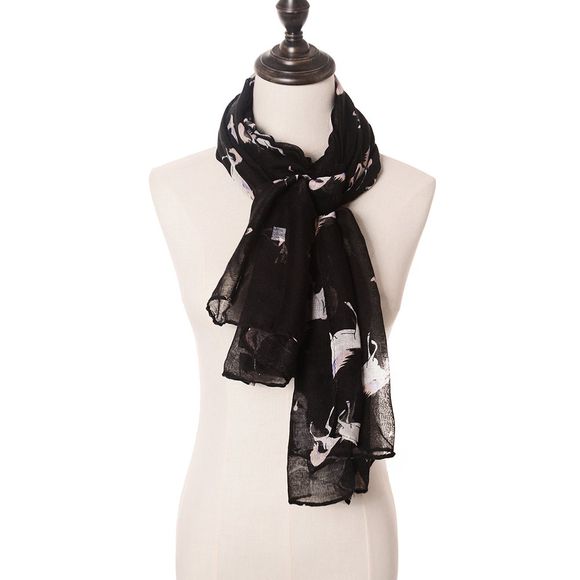 Écharpe en soie de fil imprimé de cheval de mode pour la décoration d'automne et d'hiver - Noir 180*90CM