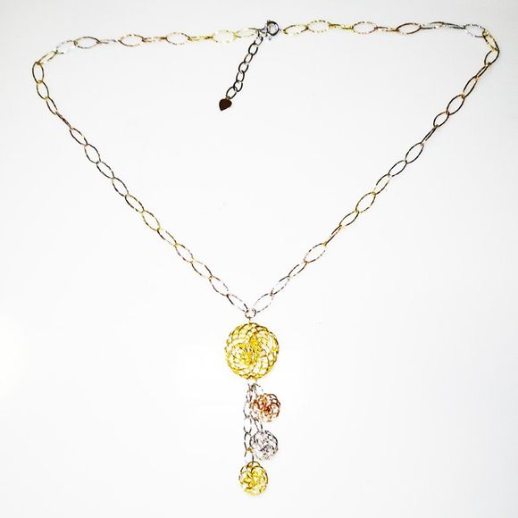 Collier pendentif avec breloques en argent sterling 925 avec bijoux en plaqué or - multicolor B 