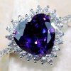 Bague de fiançailles princesse exquis argent coeur naturel améthyste pierres précieuses - Violet Améthyste US 10