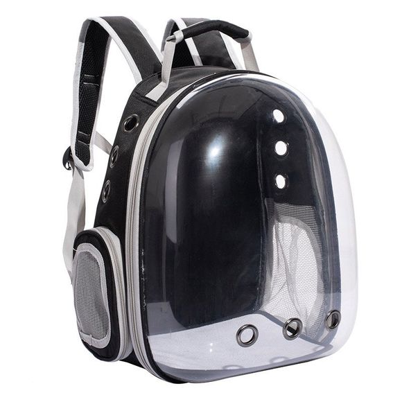 Transporteur de sac à dos d'espace de voyage de chiot de chat d'espace libre de capsule respirante d'espace libre - Noir Profond 