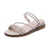 Sandales pantoufles avec perles plates - Abricot EU 35