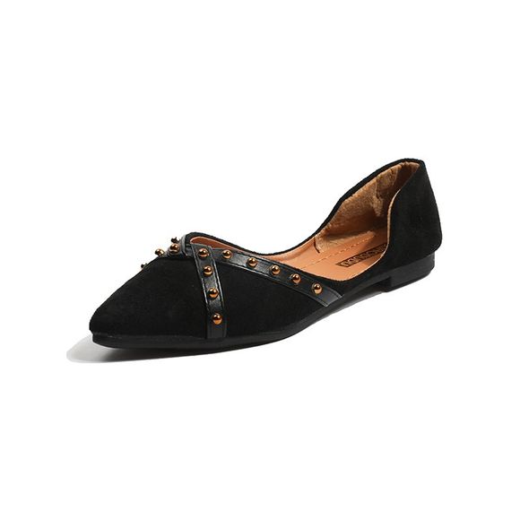 Style de rivet de fond plat femmes simples chaussures - Noir EU 39