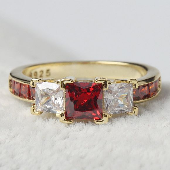 Bague en or 18 carats à zircon de luxe sertie de rubis Femmes - Rouge Rubis US 7