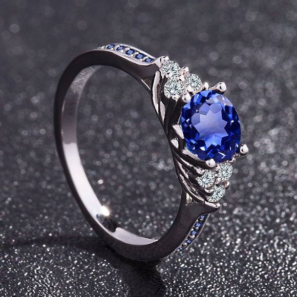 Bague princesse bague de noces de diamants en argent avec pierres précieuses - Bleu US 6