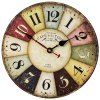 Style rétro coloré chiffres romains silencieux horloge murale en bois quartz Quartz non-Ticking - multicolor 