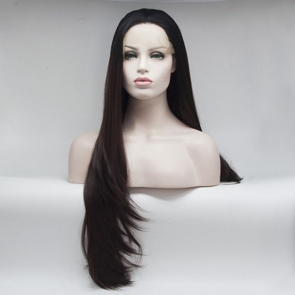 Perruque longue ligne droite avec cheveux en fibre résistante à la chaleur - multicolor A 22INCH