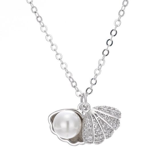 S925 collier de perles en argent sterling avec pendentif - Argent REGULAR