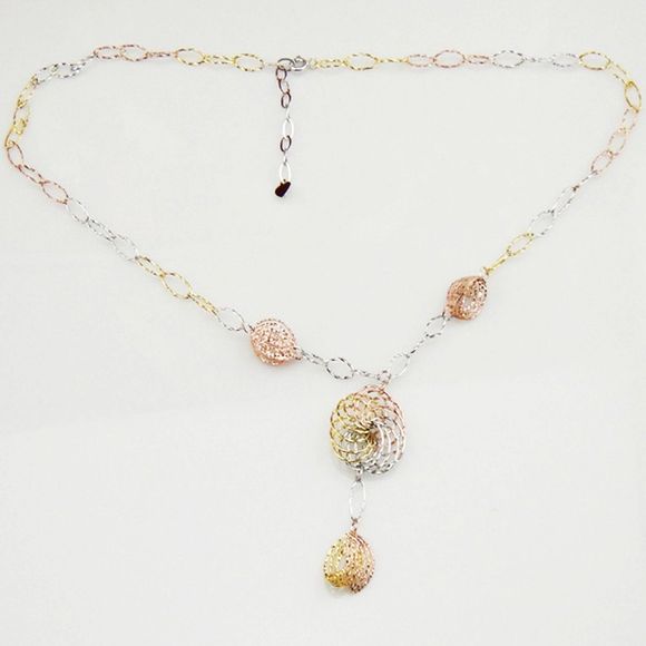 Long collier en argent sterling avec pendentifs - multicolor A 