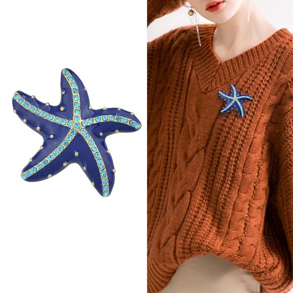 Émail bleu et strass avec broche étoile de mer - Bleu 