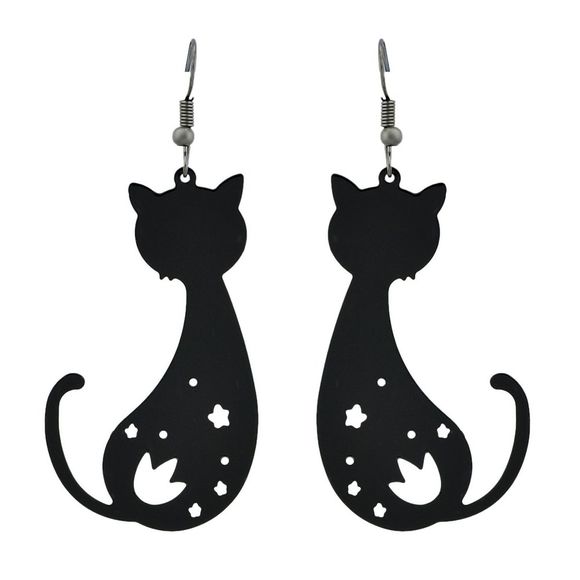 Boucles d'oreilles à la mode pour chat, couleur or noire - Métal Pistolet 