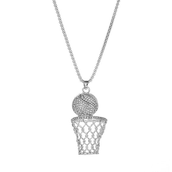 Collier pendentif créatif de basket-ball long diamant de mode - Argent 1PC