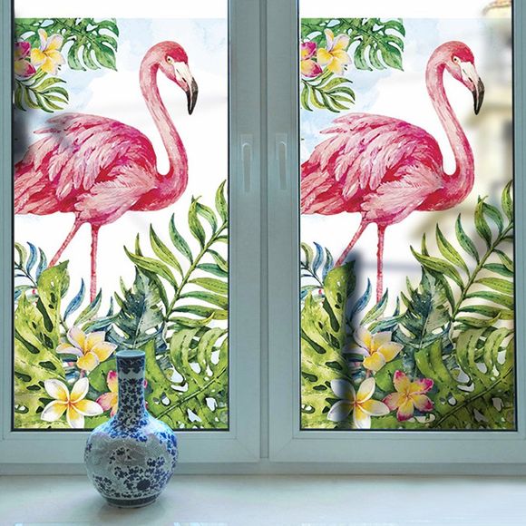 Sticker mural en film PVC pour fenêtre amovible Flamingo mat - multicolor 116X60CM