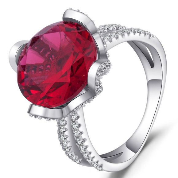 Bijoux de bague de fiançailles mariage argent rubis naturel de mode - Rouge Rubis US 6