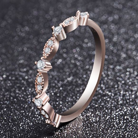 Bague en argent à diamants avec petite bague en or 14K à la mode féminine - Or de Rose US 10