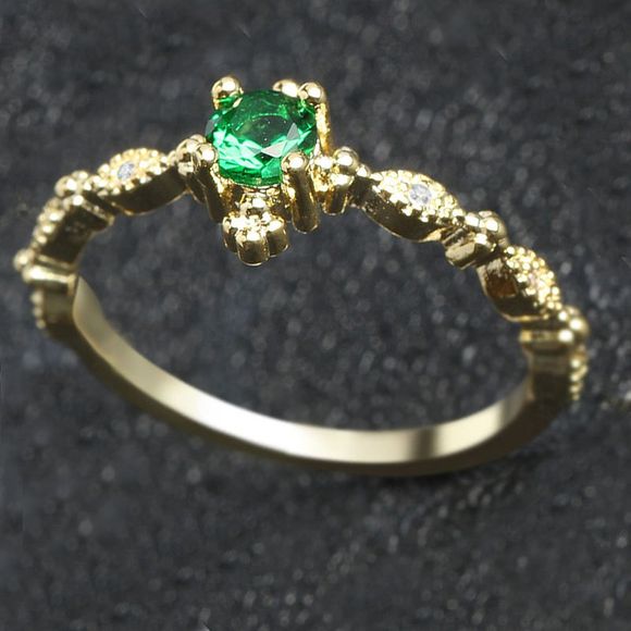 Bague à diamants verts plaqués en or 14K de Lovely Dainty pour femmes - Or US 6