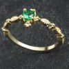 Bague à diamants verts plaqués en or 14K de Lovely Dainty pour femmes - Or US 6