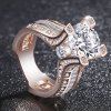 Femmes nobles de la mode femmes 18K Rose Gold Filled White Diamond Wedding Jewelry Ring - Or de Rose US 10