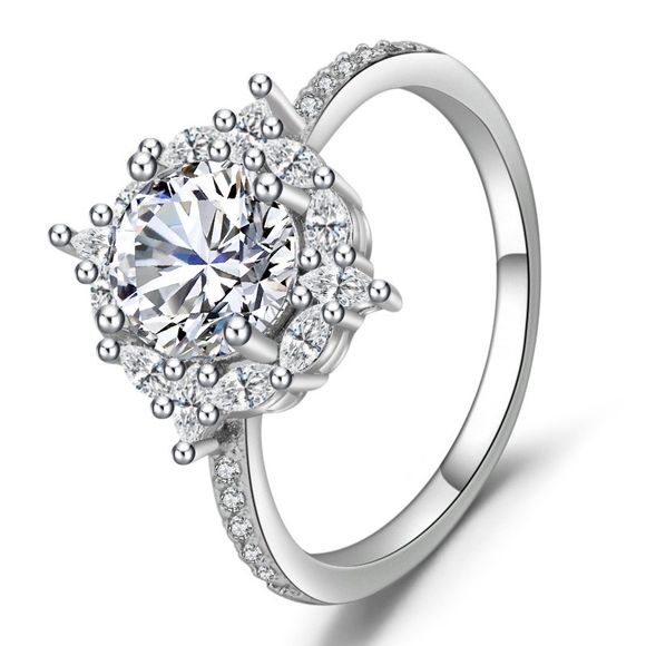 Pierres précieuses naturelles diamant bague de fiançailles mariée bijoux de qualité - Argent US 12