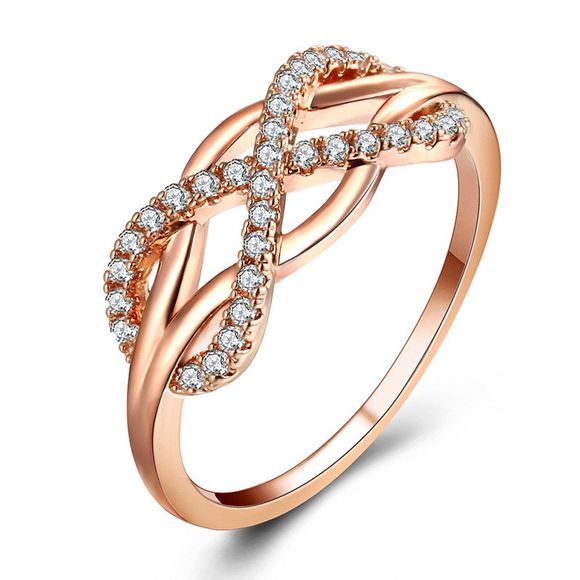 Bague de mariage amour diamant infini anneaux bowknot pour les femmes bijoux strass - Or de Rose US 10