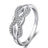 Bague de mariage amour diamant infini anneaux bowknot pour les femmes bijoux strass - Argent US 9