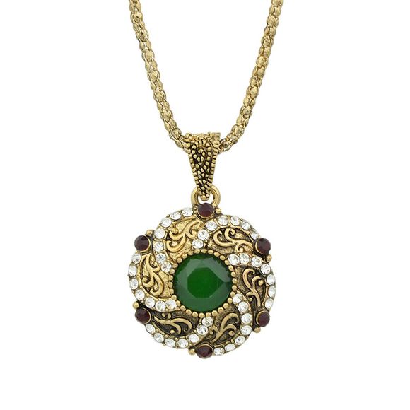 Collier en or avec chaîne de perles colorées - Vert Trèfle 