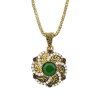Collier en or avec chaîne de perles colorées - Vert Trèfle 