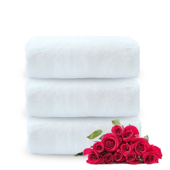 Serviette de bain extra-large et épaisse en bain de coton pur NUANBOSHI - Blanc 1 PAIR