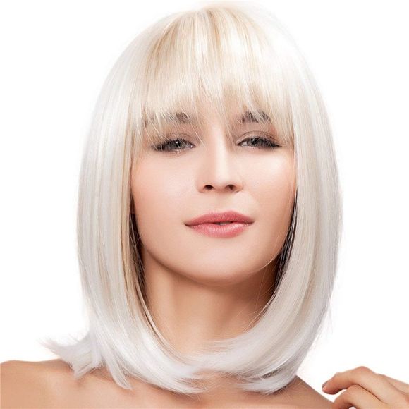 Perruque naturelle de cheveux raides - Blanc Chaud 1PC