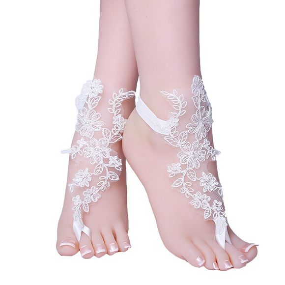 FEIS Fashion Jarretelles en dentelle à petites fleurs-A - Blanc 