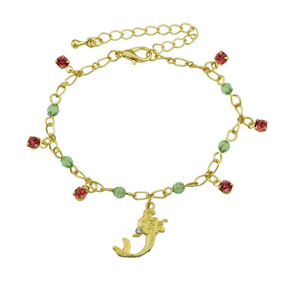 Chaîne de couleur or avec des bracelets de charme sirène strass - Or 