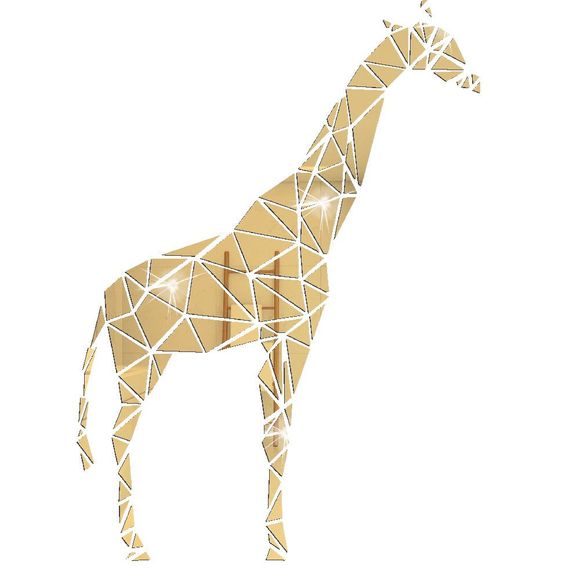 Stickers muraux miroir acrylique girafe décoration de chambre à coucher salon - Or 150*108CM