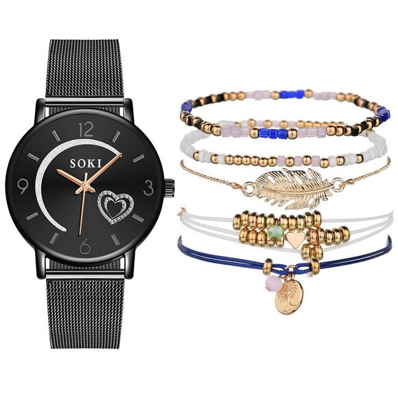 Soki - Ensemble de montre de luxe en acier inoxydable avec quartz - Noir Graphite 