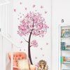 Autocollant de mur de salon de chambre à coucher rose Pansy Tree imperméable amovible - multicolor 1PC