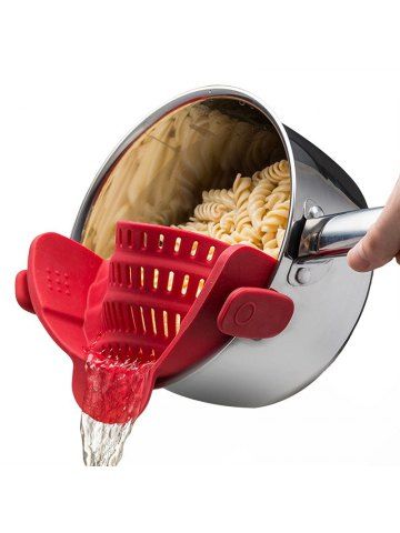 dresslily Kitchen Gizmo Snap Strainer Clip On Silicone Colander Fits all Pots and Bowls