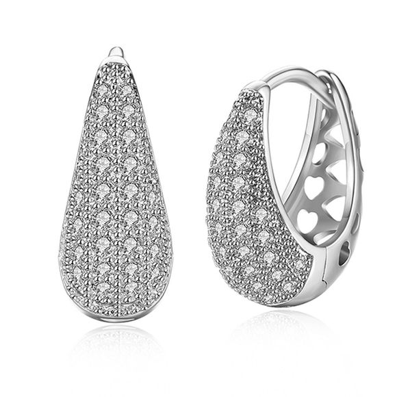 Drop Shaped Set Diamond Romantic Style Earring Clip - Blanc 