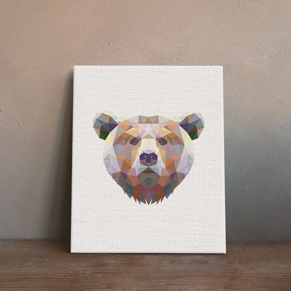 Peinture à l'ours Impression Décor mural en toile pour décoration à la maison - multicolore 