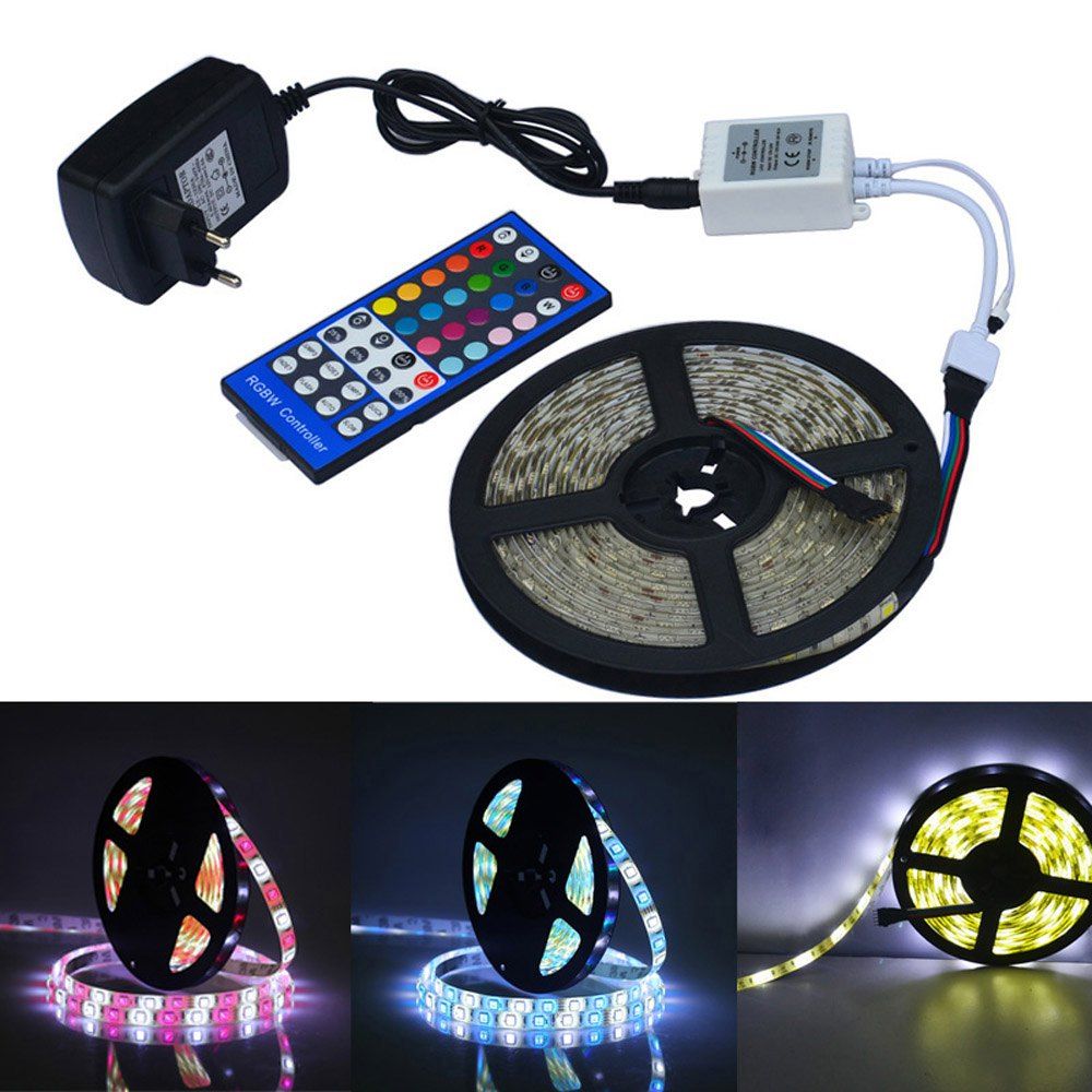 

Jiawen Waterproof 5m 5050 RGBW LED Light Strip + Remote Controller + 12V 2A Power Supply RGB + White Indoor for Decoration